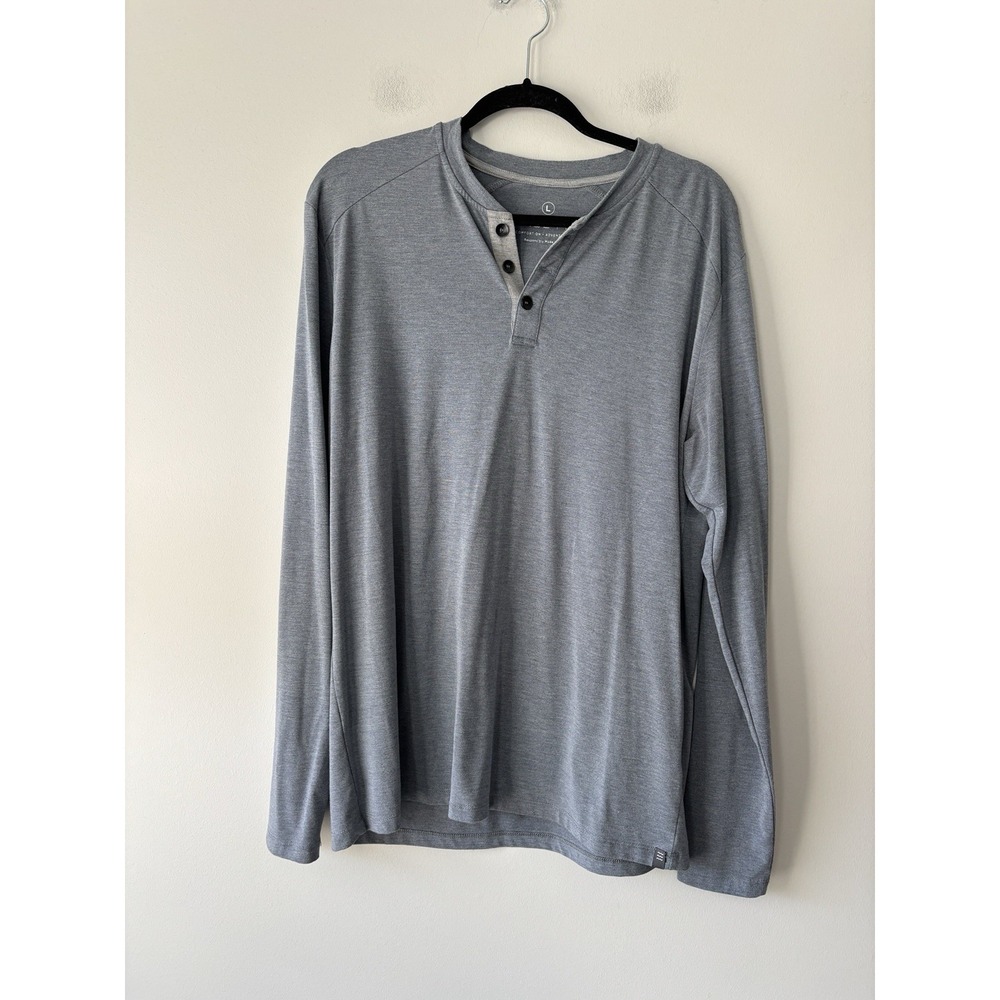 Free Fly Bamboo Flex Henley Long Sleeve Shirt Men's Size Large Grey Blue Button - Picture 3 of 11